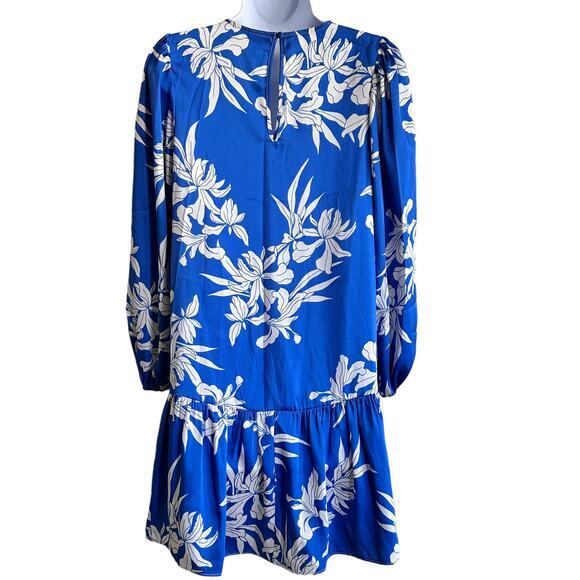 Alexis for Target Blue Floral Print Swing satin Mini dress size S - Picture 2 of 10